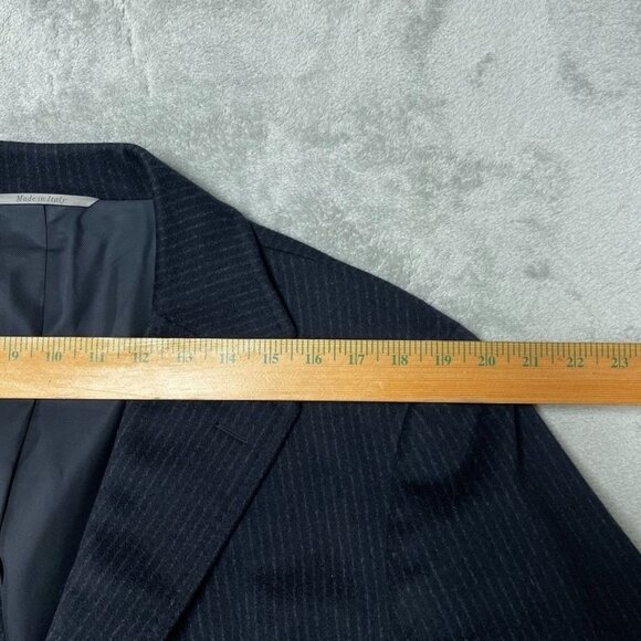 Canali Mens Black Pinstripe Cashmere Overcoat 3-Button 46R Made In Italy c159 - Picture 13 of 14